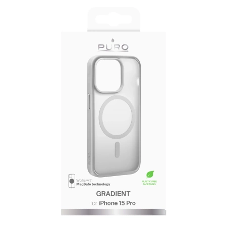 Etui silikonowe Puro Gradient MagSafe do iPhone 15 Pro - srebrne