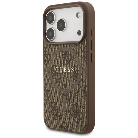 GUESS futerał do IPHONE 17 Pro kompatybilny z MagSafe GUHMP17LG4GFRW (PU 4G Ring Classic Logo) brązowy