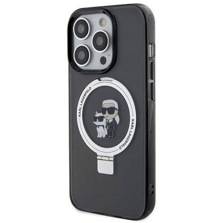 Karl Lagerfeld KLHMP15LHMRSKCK iPhone 15 Pro 6.1&quot; black/black hardcase Ring Stand Karl&amp;Choupette MagSafe