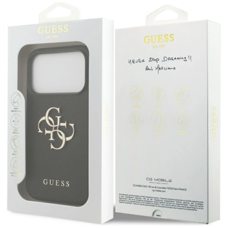 Guess Grained Big 4G &amp; Classic Logo Hülle für iPhone 17 Pro - Schwarz