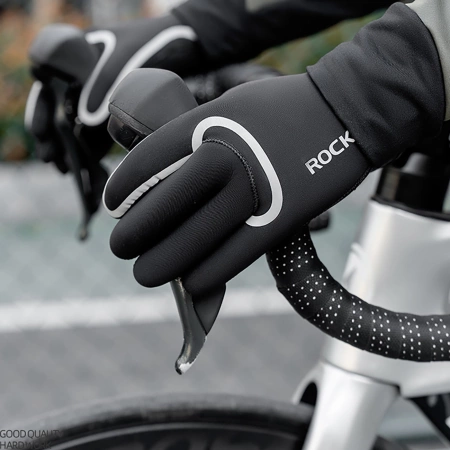 Rockbros komplett wasserdichte Fahrradhandschuhe, Größe: XXL - Schwarz