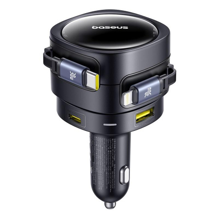Baseus Enjoyment Max Ładowarka Samochodowa C+L Kable & Porty U+C 90W Kosmiczna Czerń