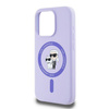 Original Handyhülle IPHONE 15 PRO Karl Lagerfeld Hardcase Silicone KC Heads Ring MagSafe (KLHMP15LSCMKCRHU) violett