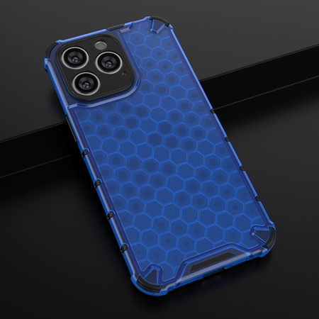 Honeycomb case for iPhone 14 Pro Max armored hybrid cover blue