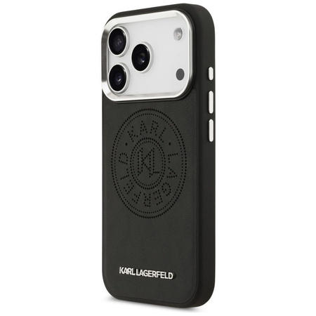 Karl Lagerfeld nakładka Magsafe PU case with Karl round point logo metal camera buttons and logo do iPhone 17 Pro czarna