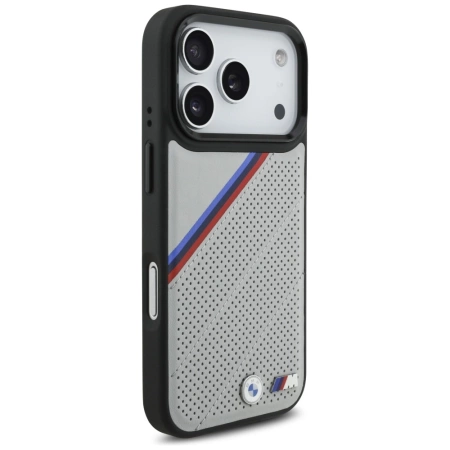 Etui BMW M Tricolor Metal Logo MagSafe do iPhone 17 Pro - szare