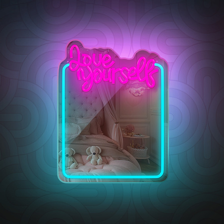 Neon MIRROR LED LOVE YOURSELF błękit róż FMNE01 Forever Light