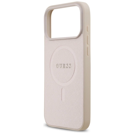 Etui Guess Saffiano Classic Logo MagSafe na iPhone 17 Pro Max - różowe