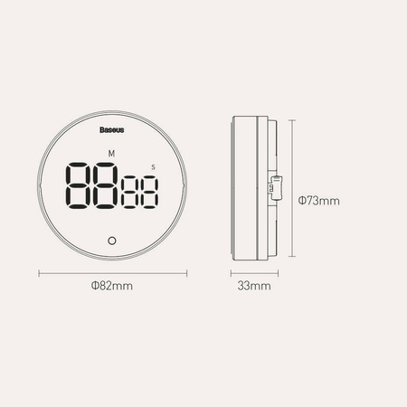 Baseus Heyo Pro obrotowy minutnik czasomierz elektroniczny timer szary (FMDS000013)