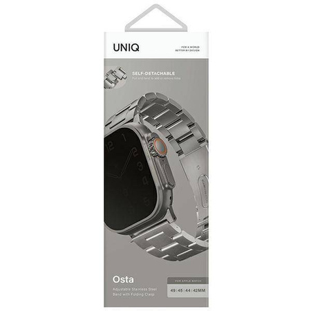 Strap for APPLE WATCH 4 / 5 / 6 / 7 / 8 / SE / ULTRA (42 / 44 / 45 / 49 MM) UNIQ Osta Stainless Steel silver