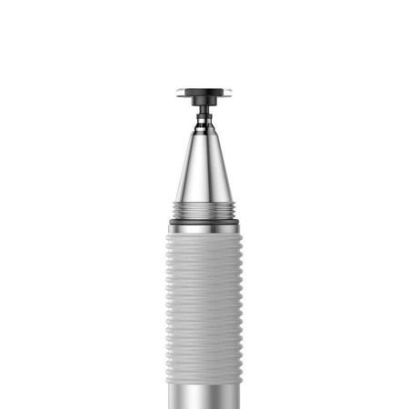 Baseus Golden Cudgel dwustronny pojemnościowy rysik disc stylus + żelopis długopis srebrny (ACPCL-0S)