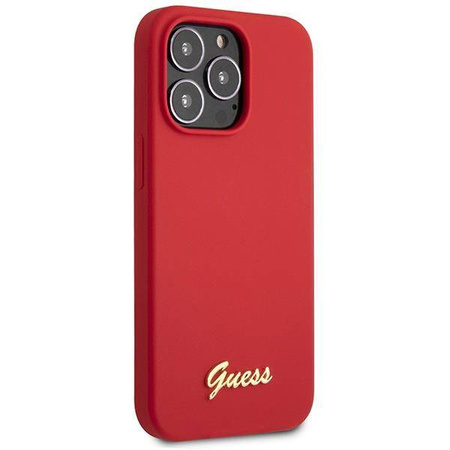 Guess GUHCP13XLSLMGRE iPhone 13 Pro Max 6.7" red/burgundy hard case Silicone Vintage Gold Logo