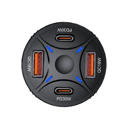 Ładowarka samochodowa Wozinsky WLS-04 2xUSB-C 2xUSB-A - czarna