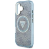 Guess IML Metal Glitter 4G Circle Triangle MagSafe Case for iPhone 16 - Blue