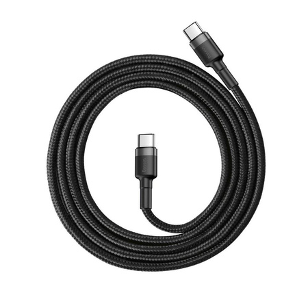Baseus Cafule Cable wytrzymały nylonowy kabel przewód USB-C PD / USB-C PD PD2.0 60W 20V 3A QC3.0 1M czarny-szary (CATKLF-GG1)