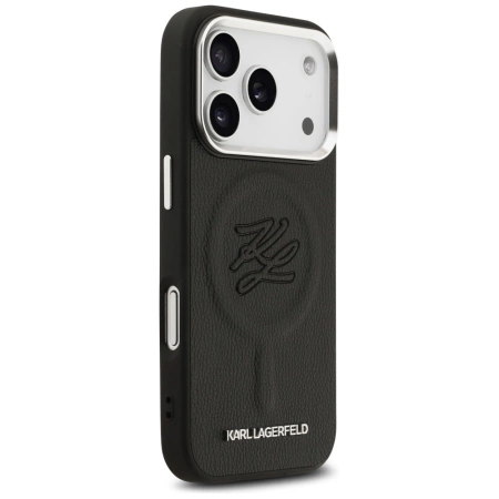 Karl Lagerfeld Initialen &amp; Metalllogo MagSafe Case für iPhone 17 Pro Max - Schwarz