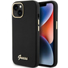 Guess Silikon Script Metal Logo &amp; Frame Hülle für iPhone 15 – Schwarz