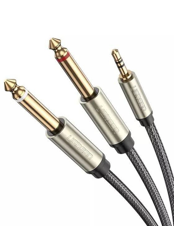 UGREEN AV126 Cable TRS 3.5 mm to 2x TS 6.35 mm - 2m (grey)