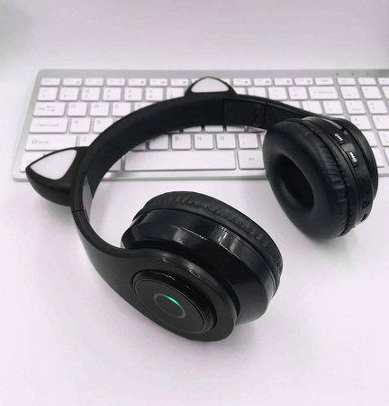 Słuchawki Bezprzewodowe Bluetooth z Kocimi Uszami Składane Z-B39 czarne