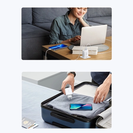 Ugreen Schnellladegerät 2x USB Typ C / USB 65W PD3.0, QC3.0/4.0+ weiß (CD275)