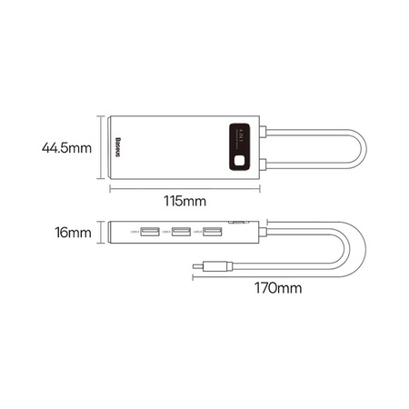 Baseus Metal Gleam Series 4 in 1 HUB Dockingstation USB Typ C – 4 x USB 3.2 Gen. 1 (WKWG070013)