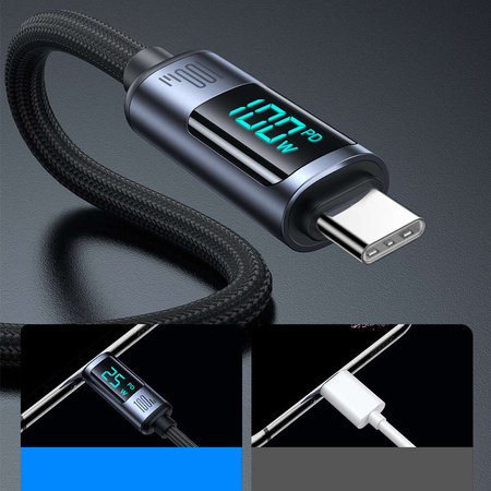 USB C - USB C cable 100W 1.2m with LED display Joyroom S-CC100A16 - black
