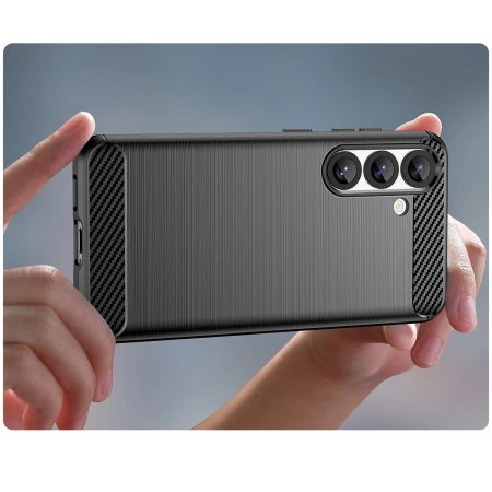 Etui silikonowe Carbon Case do Samsung Galaxy S25 - czarne