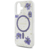 Oryginalne Etui IPHONE 16 Guess Hardcase Resin Flowers Glitter MagSafe fioletowe