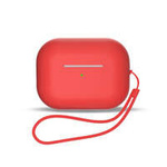 Silicone case for AirPods 1 / AirPods 2 + wrist strap lanyard - red