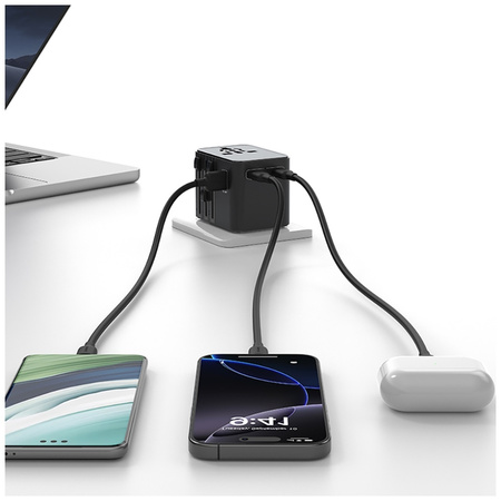 Ładowarka sieciowa USAMS Travel Adapter CC309 2xUSB-C 25W 4w1 US/AU/EU/UK czarny