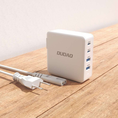 GaN 100W 2 x USB-C / 2 x USB Schnellladegerät Dudao A100EU – weiß
