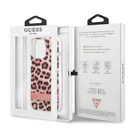 Etui IPHONE 13 PRO Guess Hardcase Leopard (GUHCP13LHSLEOP) różowe