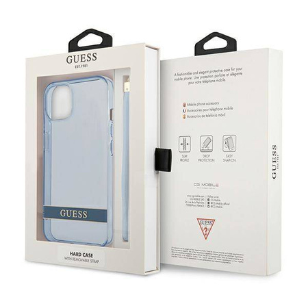 Case IPHONE 13 MINI Guess Hardcase Translucent Stap (GUHCP13SHTSGSB) blue