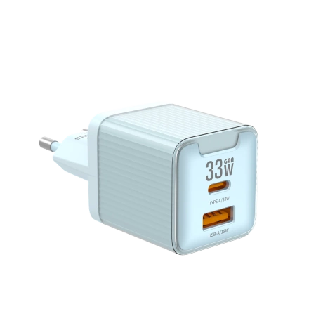 JELLICO ładowarka sieciowa EU55 GaN PD 33W 1xUSB-C + 1xUSB QC3.0 Niebieski