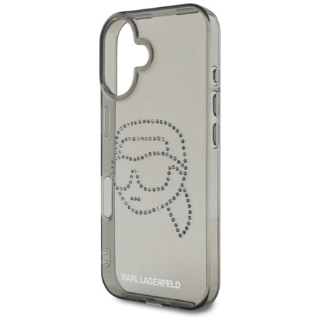 Original Case IPHONE 16 Karl Lagerfeld Hardcase IML Rhinestones Karl Head black