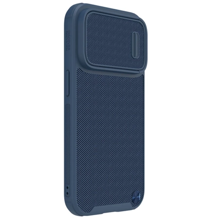 Nillkin Textured S Case iPhone 14 Pro Max gepanzerte Hülle mit Kameraabdeckung blau