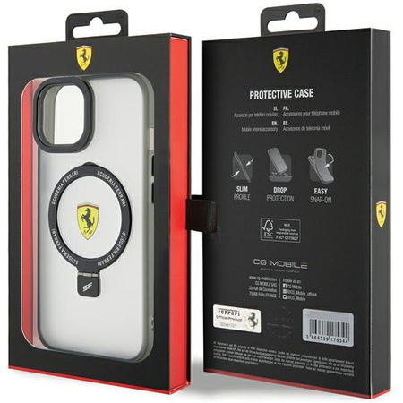 Ferrari FEHMP15SUSCAK iPhone 15 6.1&quot; black/black hardcase Ring Stand 2023 Collection MagSafe