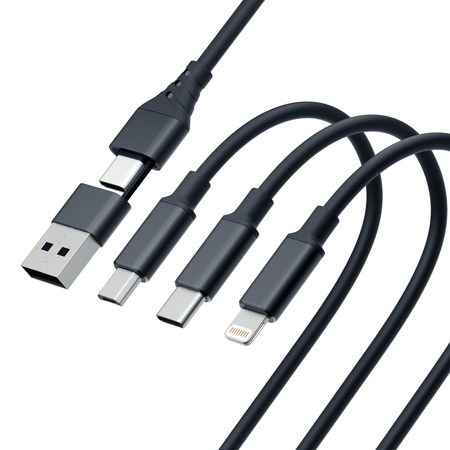 3MK KABEL HYPER 3w1 1,5m Czarny USB-A/C do Micro/USB-C/Lightning