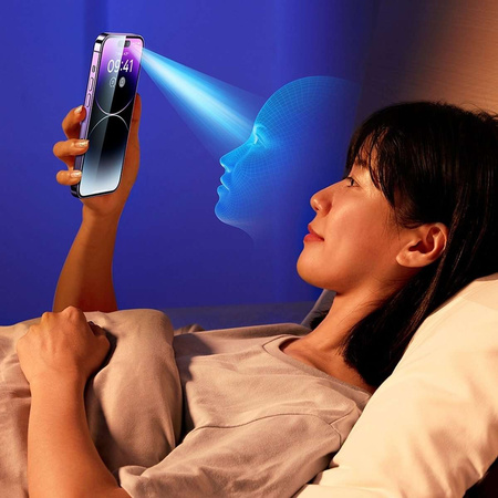 Baseus Full Screen Tempered Glass for iPhone 14 Pro Max with Anti Blue Light Filter and 0.3mm Speaker Cover + Mounting Frame