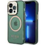 Guess GUHMP14XHTCMA iPhone 14 Pro Max 6,7" grün/khaki Hartschale Gold Outline Translucent MagSafe