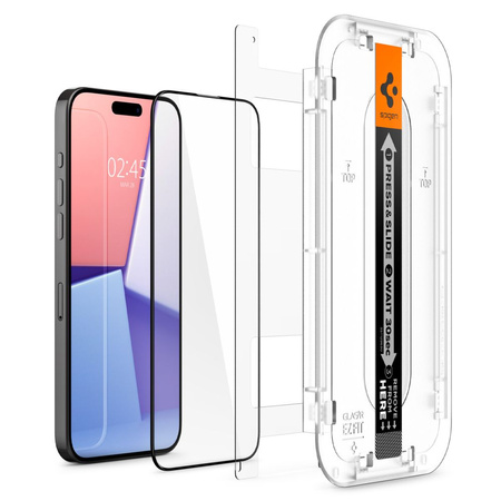TEMPERED GLASS Spigen GLAS.TR &quot;EZ FIT&quot; FC 2-PACK IPHONE 15 PRO BLACK
