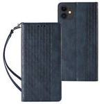 Magnet Strap Case für iPhone 12 Tasche Wallet + Mini Lanyard Pendant Blau