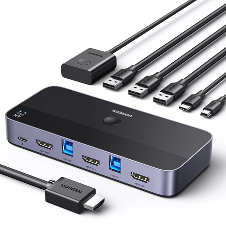 Ugreen CM664 HDMI switch 2in1 KVM switch - black