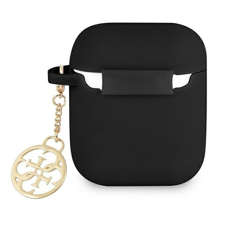 Guess GUA2LSC4EK AirPods 1/2 Abdeckung schwarz / schwarze Silikon-Charm-Kollektion