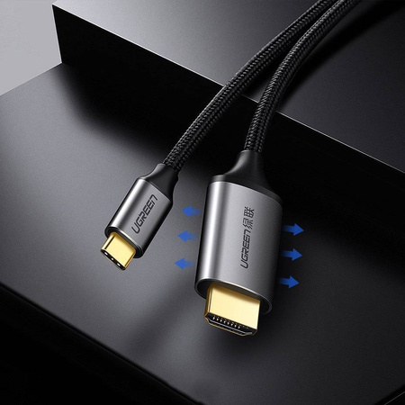 Ugreen kabel przewód HDMI - USB Typ C 4K 60 Hz 1,5 m czarno-szary (MM142 50570)