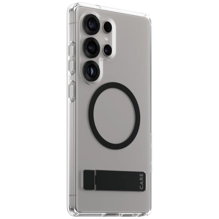 Etui CARE by PanzerGlass Feature Black Kickstand & QI do Samsung Galaxy S25 Ultra - przezroczysty