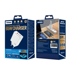 JELLICO Netz-Ladegerät C79 GaN PD 65W 2xUSB-C + 1xUSB QC3.0 weiss