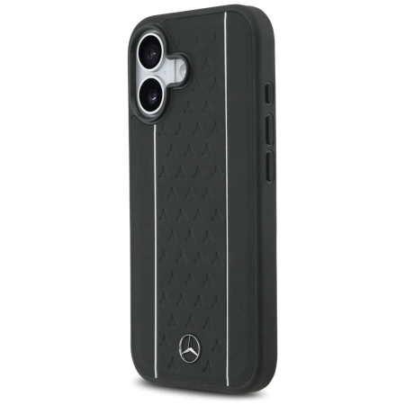 Mercedes Leder Star Pattern Stripes MagSafe Hülle für iPhone 17 - Schwarz