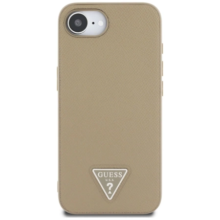 Guess Grained Triangle MagSafe case for iPhone 16e - brown