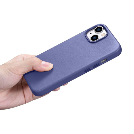 iCarer Case Leather genuine leather case cover for iPhone 14 Plus light purple (MagSafe compatible)